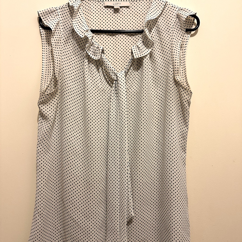 Ann Taylor Loft sleeveless blouse with tie.